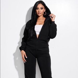 Faux fur jacket and pants set